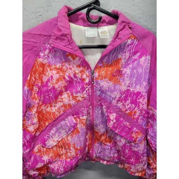Vtg Nike Pink Spell Out Swoosh Abstract Print Jacket 90s Women’s SZ‎ M 10/12 - Picture 10 of 12